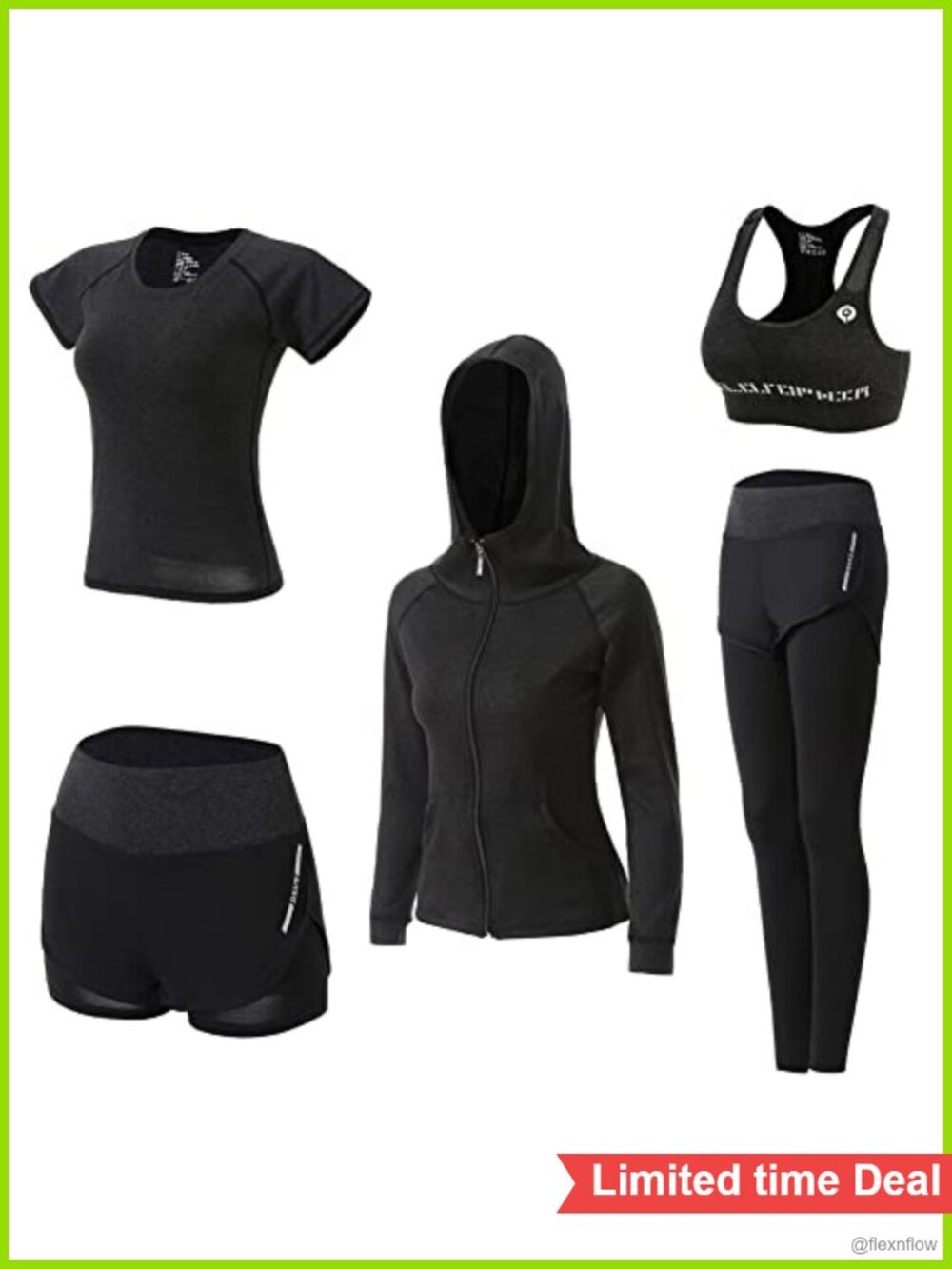 5 Piece Workout Set Yoga Gym Outfits Polyester Spandex Activewear